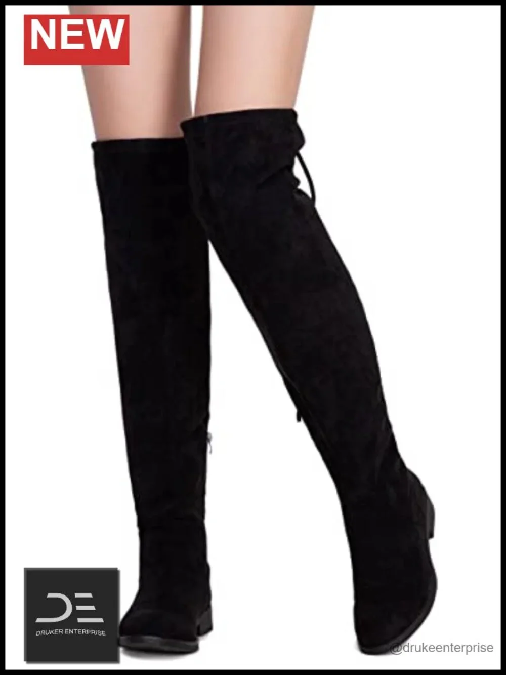 Women's Over the Knee Flat Heel Thigh High Boots Synthetic Suede Zip